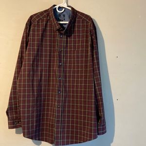 George Plaid y2k ClassicBolo Fit Man Button Down Boho Shirt Long Sleeve Size 3XL